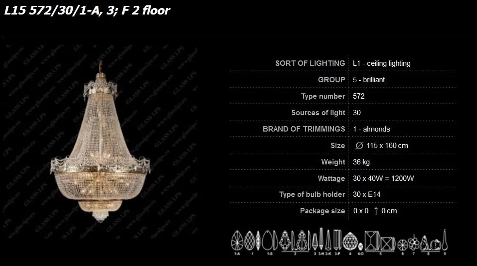 Lustra Imperial cristal Bohemia L15 572/30/1-A, 3; F 2 floor