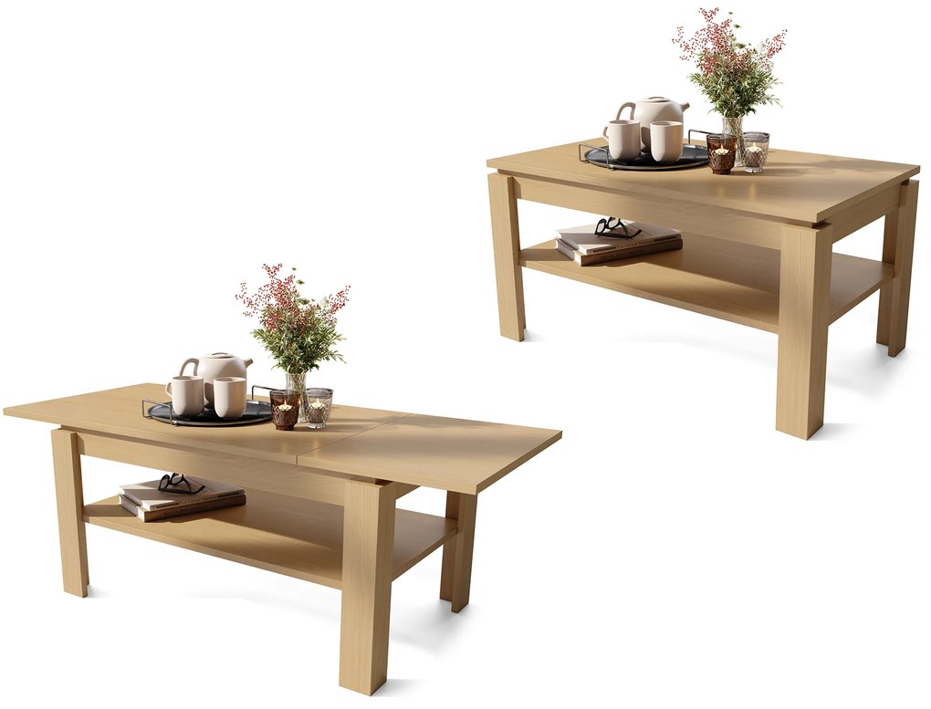 Mazzoni ASTI-R Stejar Oasis – MASĂ/MĂSUȚĂ CAFEA MODERNĂ CU BLAT EXTENSIBIL