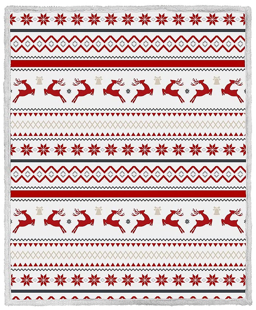 Patura alba de miel de Craciun din microplush RETRO CHRISTMAS Dimensiuni: 160 x 200 cm