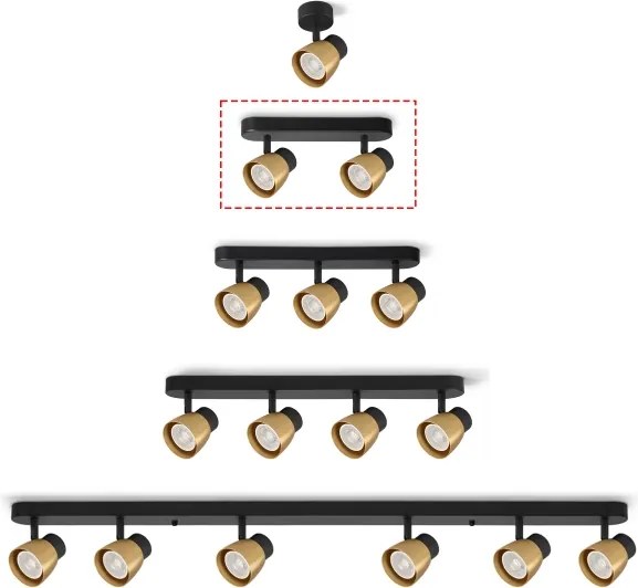 Brilagi - Spot LED RGBW dimmabil NUGGET, 2x GU10/6W/230V, negru/auriu
