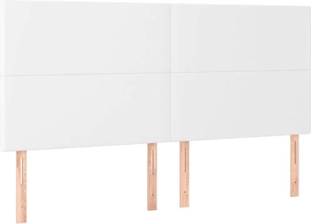 vidaXL Tăblie de pat albă 160x5x118/128 cm piele ecologică