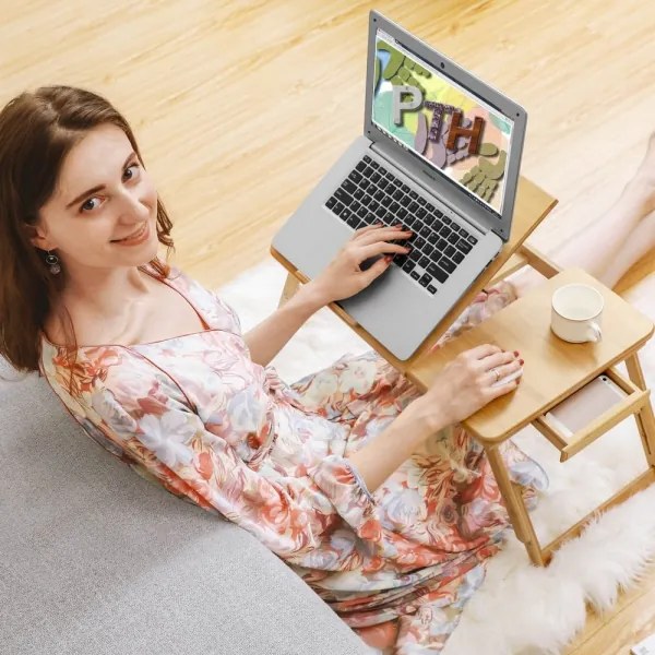 Masă reglabilă LAT pentru laptop/PC, pentru pat, maro