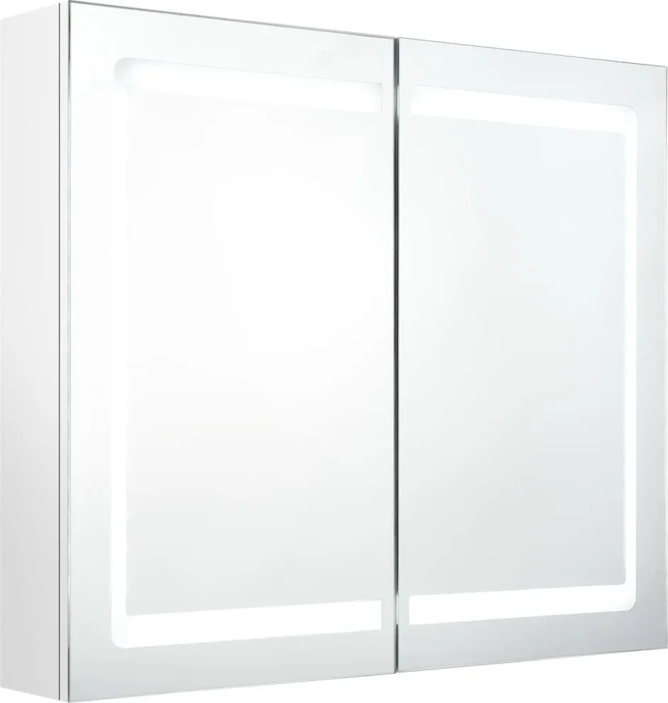 vidaXL Dulap de baie cu oglindă și LED, alb strălucitor, 80x12x68 cm