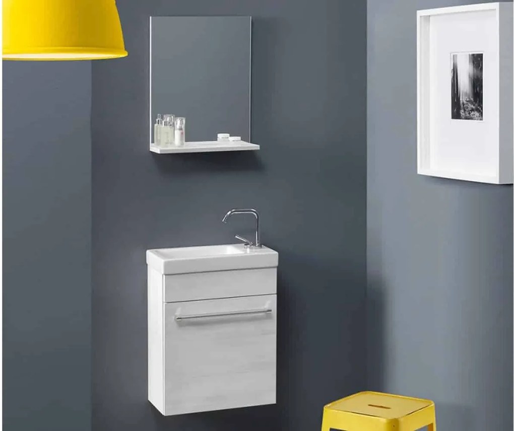 Set lemn masiv alb Mobilier Baie Piccolo - Texturat
