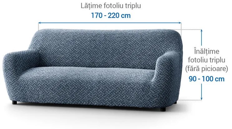 Huse bielastice VENEZIA albastre fotoliu triplu (l. 170 - 220 cm)