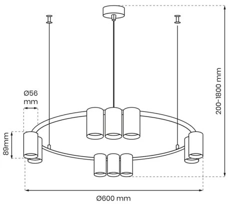 Lustră pe cablu GENESIS 10xGU10/8W/230V alb