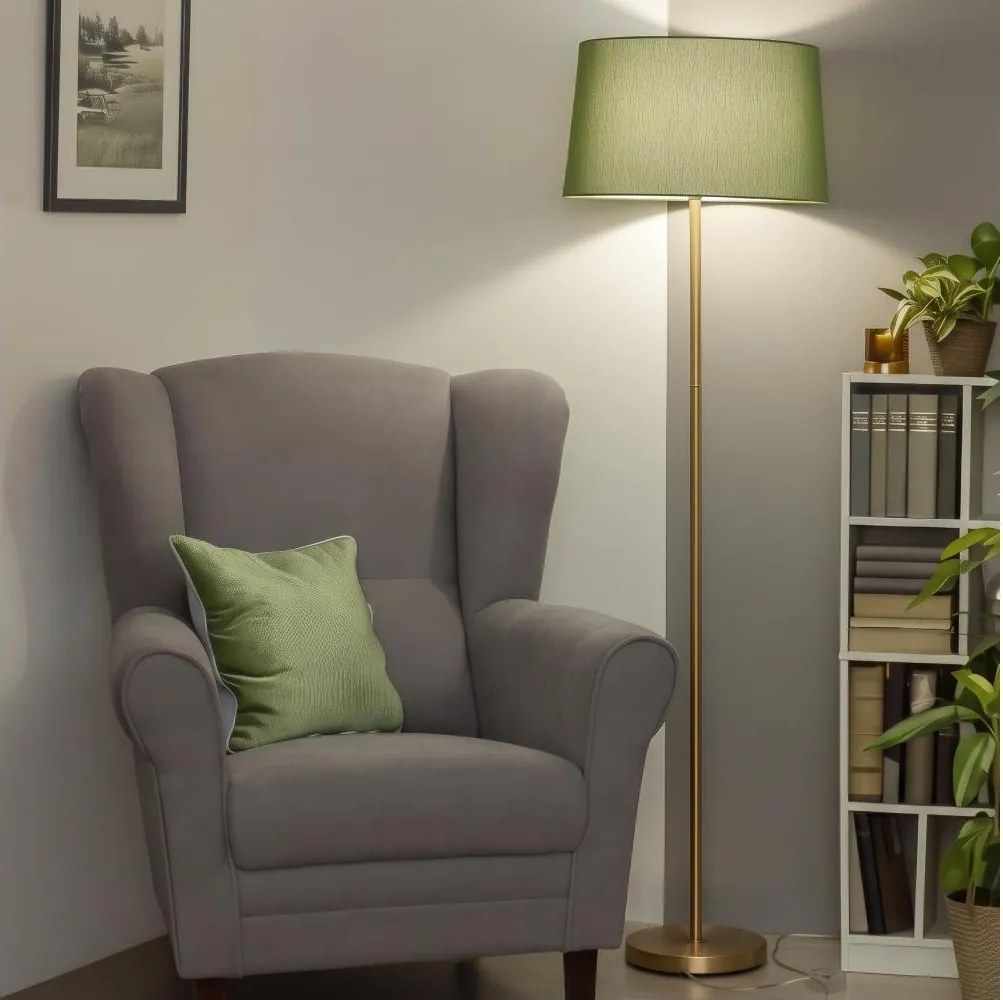 Brilagi - Lampă de podea LED CERIA 1xE27/20W/230V Ø 45 cm verde/aurie