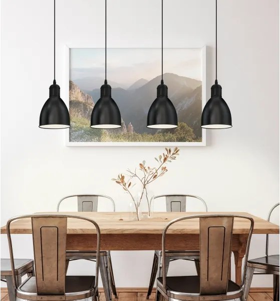 Eglo 55244 - Candelabru suspendat pe cablu PRIDDY 4xE27/60W/230V negru