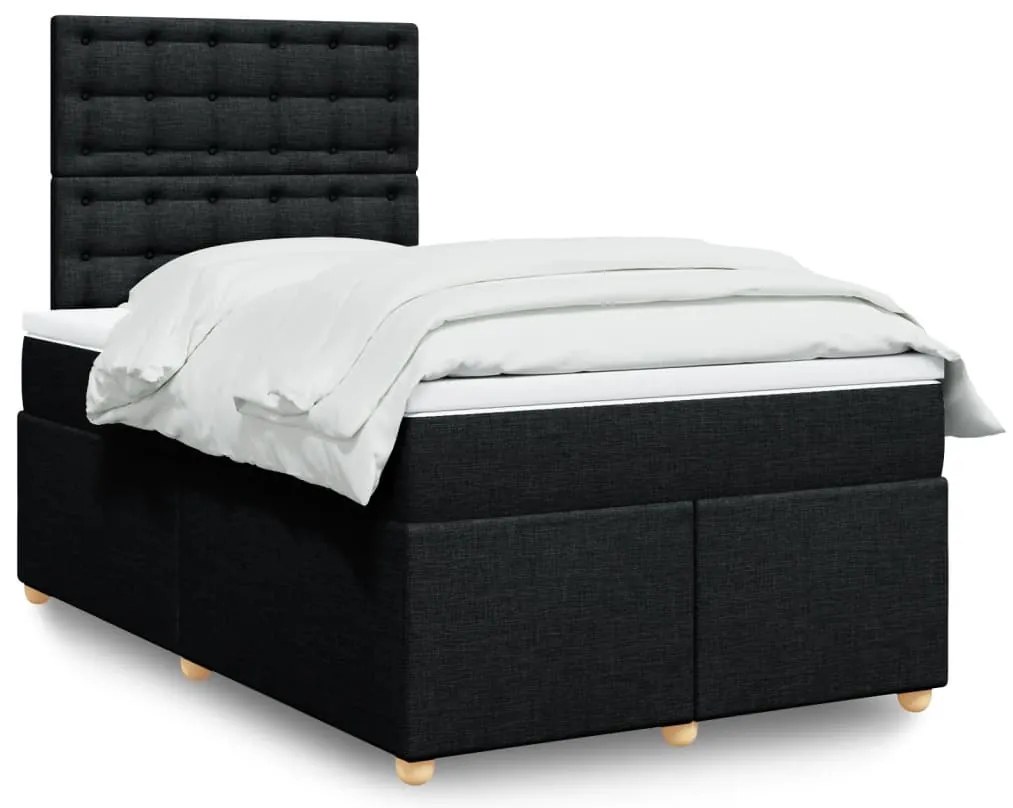 vidaXL Pat box spring cu saltea, negru, 120x190 cm, catifea