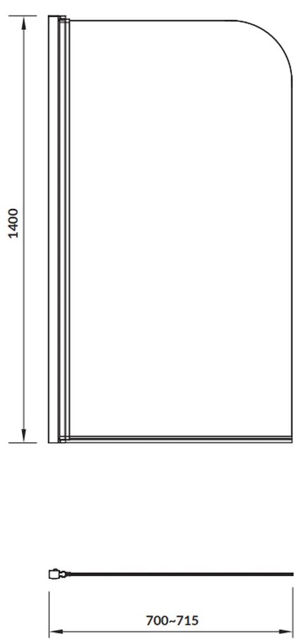 Paravan cada sticla securizata, simplu, profil crom, 70x140 cm, Cersanit Easy New