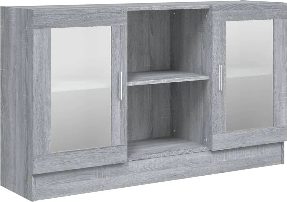 vidaXL Dulap vitrină, gri sonoma, 120x30,5x70 cm, lemn prelucrat