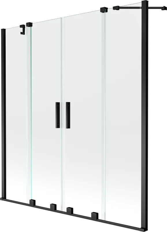 Mexen Velar Duo paravan de cadă cu două panouri culisante 140 x 150 cm, transparent, negru - 896-140-000-02-70