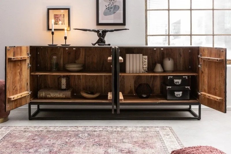 Comoda din lemn de mango Scorpion 177cm, gri