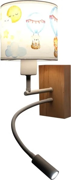 Brilagi - Lampă LED Flex. BOBO WOOD 1xE27/25W/230V + LED/3W stejar/alb/animăluțe