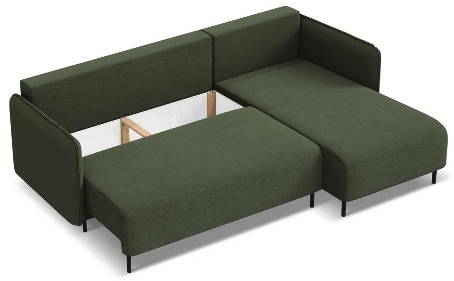 Colțar verde extensibil/cu spațiu de depozitare (cu colț pe partea dreaptă) Luana – Makamii