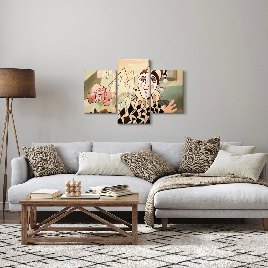 Tablou - Cubismul - arlechin și trandafir (90x60 cm)