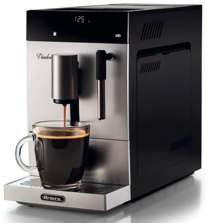 Espressor automat Ariete Diadema Automatica 1452/01, 1350W, 19 bar, 1,5 L, Rasnita incorporata, Afisaj tactil, Cafea boabe, Spumare lapte, Argintiu