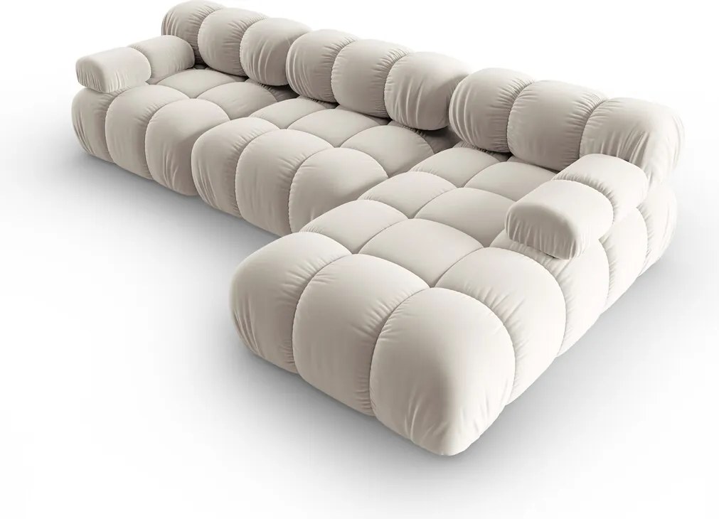 Coltar modular dreapta 4 locuri, Bellis, Micadoni Home, BL, 282x155x70 cm, catifea, bej deschis