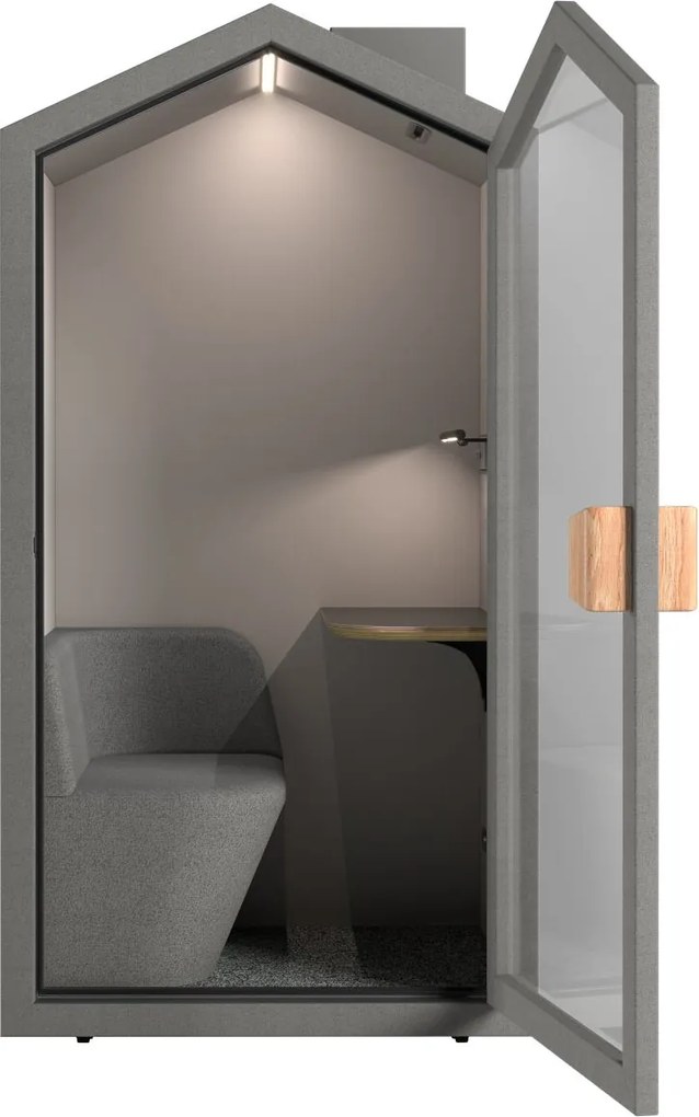 Office phone booth cu fotoliu integrat, ventilație și masă - Ash