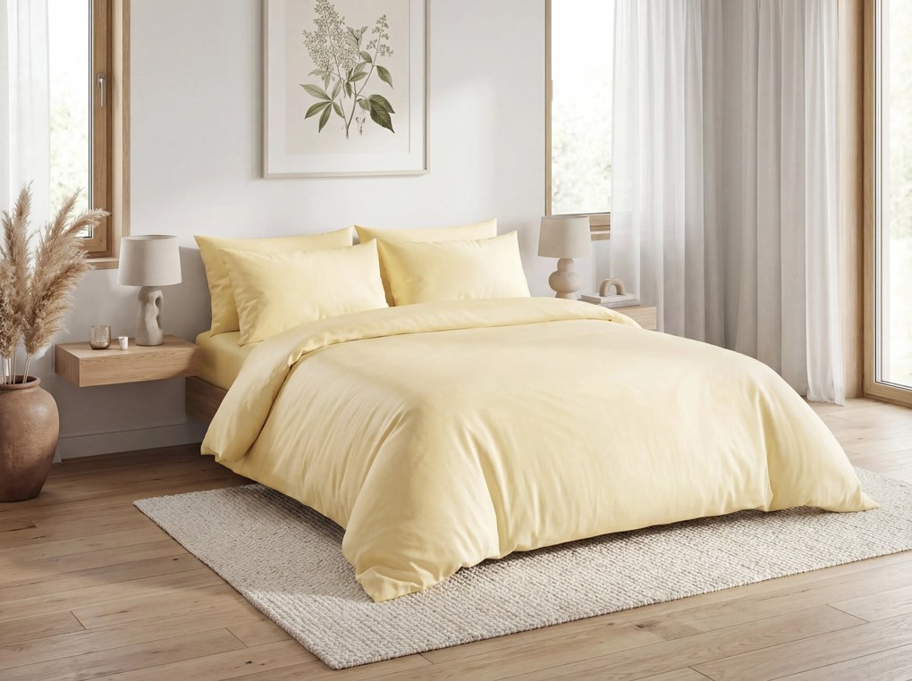 Lenjerie de pat din bumbac CALMORA galben deschis Dimensiune lenjerie de pat: 2 buc 70 x 90 cm | 160 x 200 cm