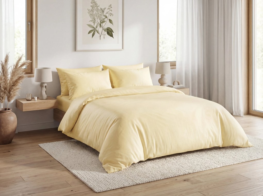 Lenjerie de pat din bumbac CALMORA galben deschis Dimensiune lenjerie de pat: 2 buc 70 x 90 cm | 200 x 220 cm