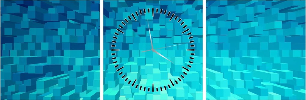 Tabloul - cuburi abstracte (cu ceas) (90x30 cm)