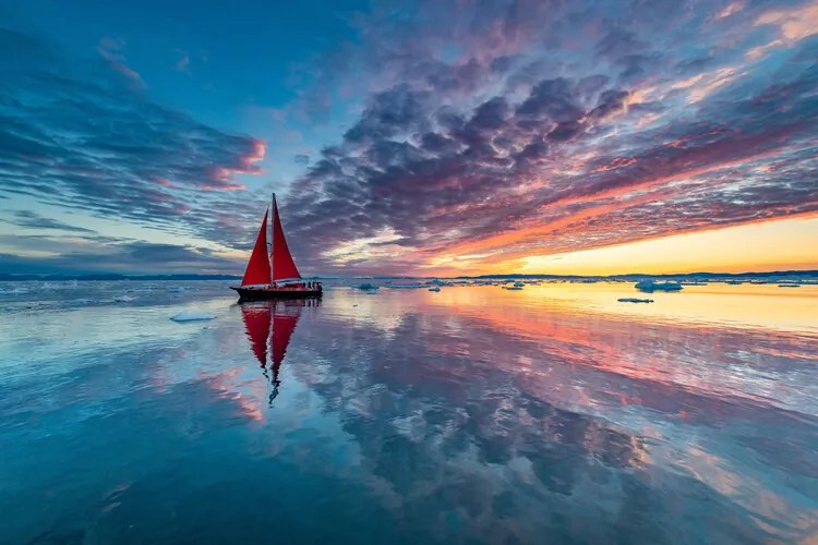 Fotografie Greenland fire sky, Marc Pelissier