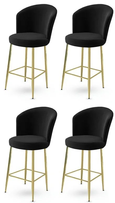 Set de scaune de bar Fora Black and Gold, 4 bucăți, 4 buc