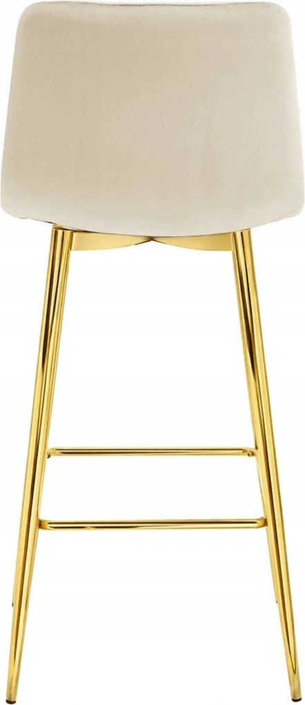 Scaun de bar POZZA VELVET cu picioare aurii, crem