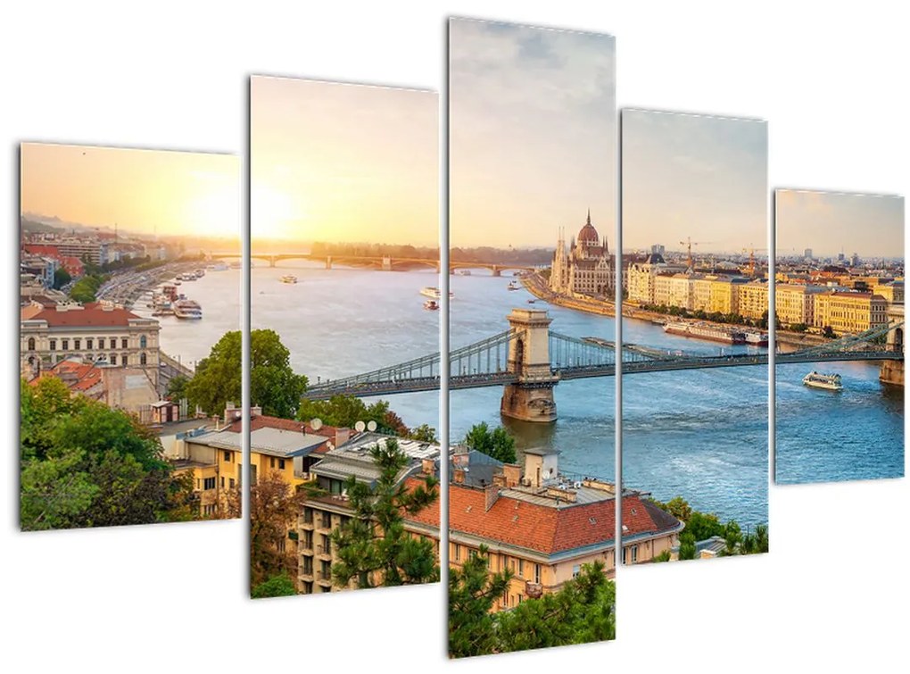 Tablou cu orașul Budapesta și râu (150x105 cm)