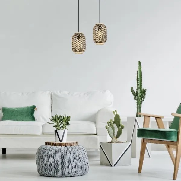 Lustră pe cablu ADALLA 1xE27/40W/230V ratan Rabalux 72091