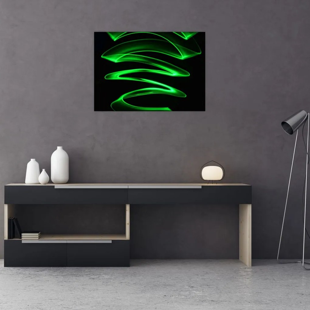 Tablou pe sticlă - valuri neon (70x50 cm)