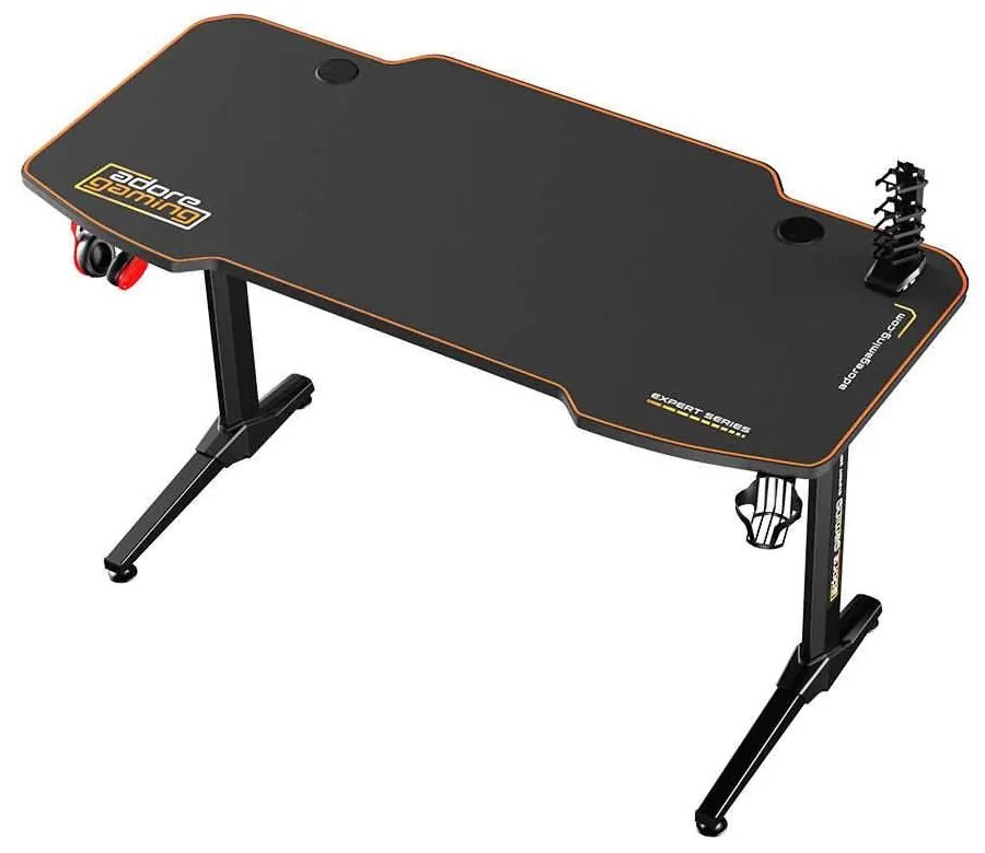 Birou Gaming Adore CARBON SERIES X9, 140 x 66 x 75 cm, suprafata carbon, mousepad, USB gamepad holder, suport pentru casti si pahar, cutie cabluri