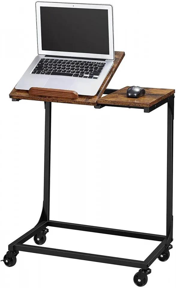 Masa pentru laptop, Vasagle, 55 x 35 x 66 cm, PAL, otel, maro rustic/negru