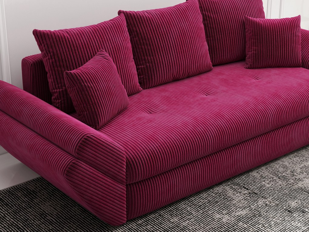 Canapea extensibilă dumonde cu ladă de depozitare si sezut confortabil din spuma high-density, Loana Zoom Rosu 250x100 cm