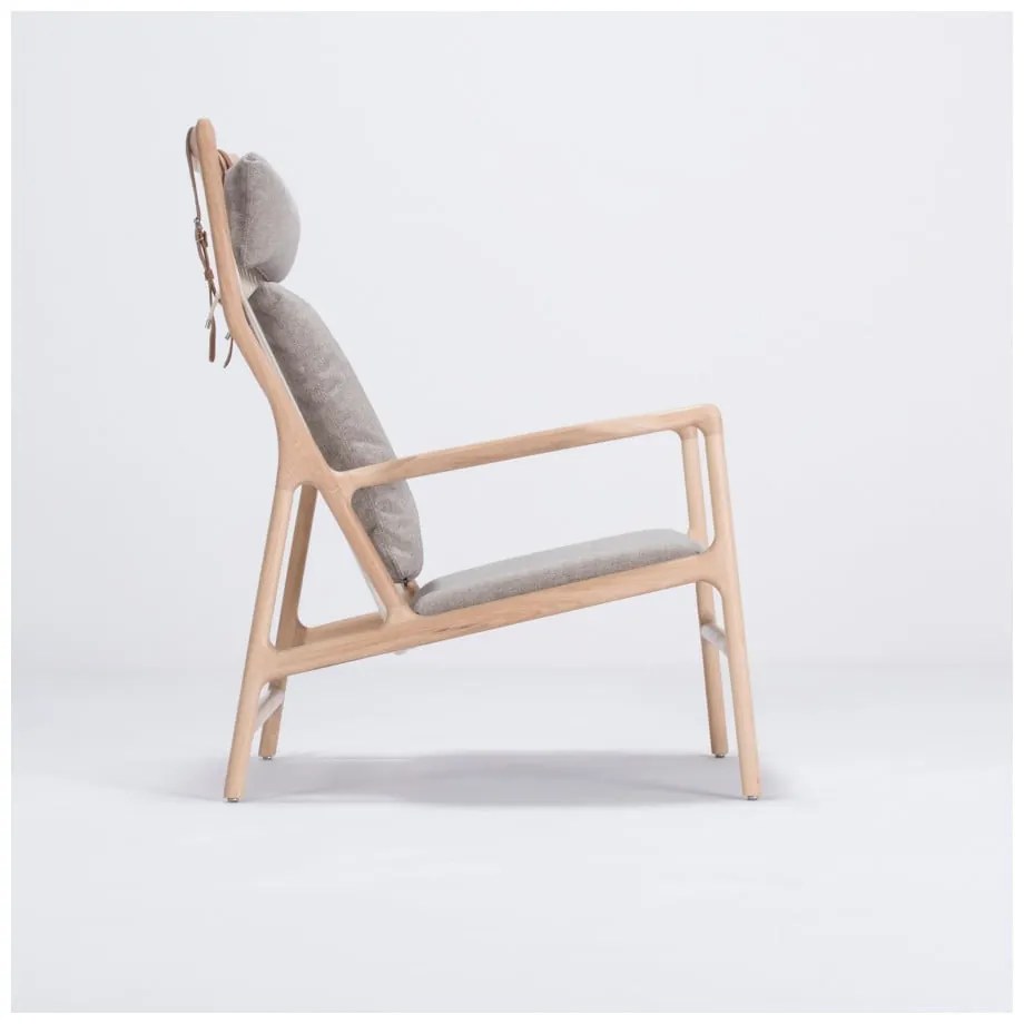 Fotoliu cu construcție din lemn de stejar Gazzda Dedo, gri