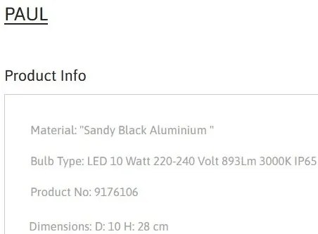 Aplica de perete exterior, terasa sau gradina, LED PAUL