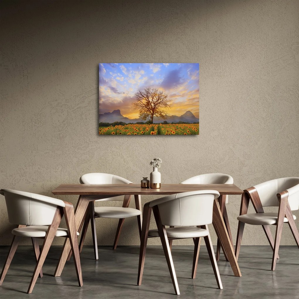Tablou - Peisaj cu floarea soarelui (70x50 cm)