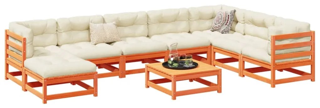 vidaXL Set mobilier de grădină cu perne, 9 piese, lemn masiv de pin