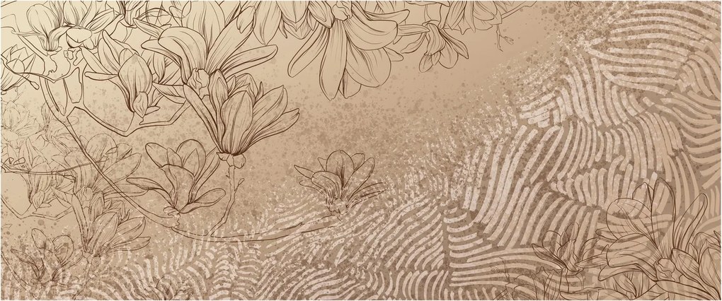 Tablou - Flori desenate (120x50 cm)