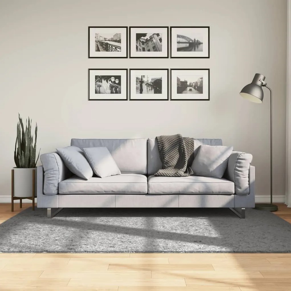 vidaXL Covor pufos &quot;PAMPLONA&quot; cu fire înalte, gri modern, 140x200 cm