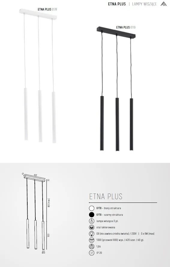 Lustra cu 3 pendule design minimalist Etna plus alb