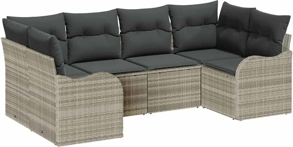 vidaXL Set de canapele pentru grădină 6 pcs Gri deschis Rattan poli