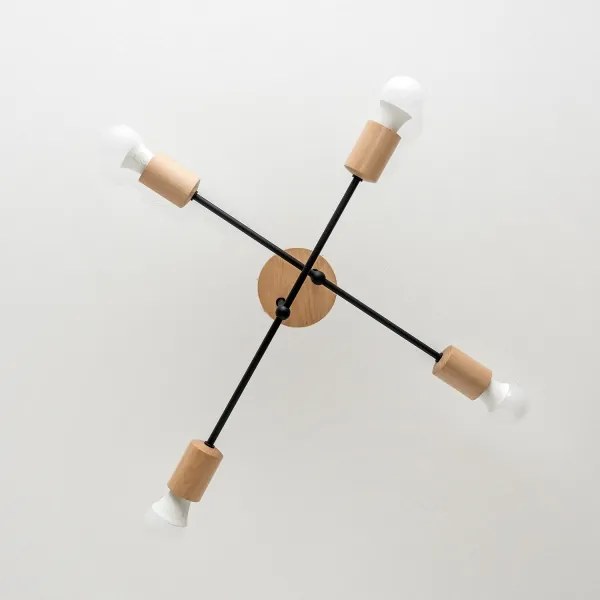 Lustră aplicată CAMBRIDGE 4xE27/15W/230V, din lemn de pin