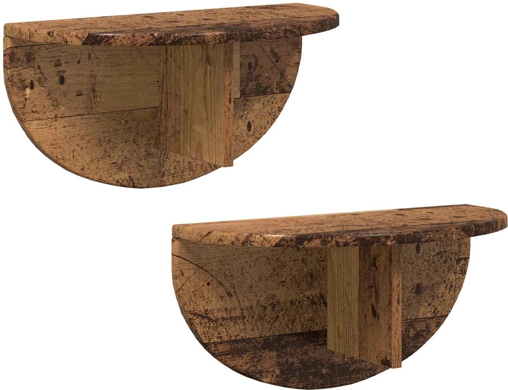 vidaXL Raft de perete 2 pcs Lemn vechi 48 x 24 x 24 cm Lemn compozit