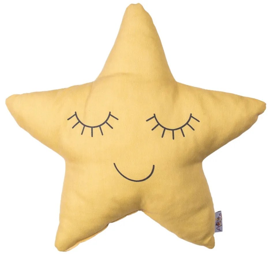 Pernă din amestec de bumbac pentru copii Mike & Co. NEW YORK Pillow Toy Star, 35 x 35 cm, galben