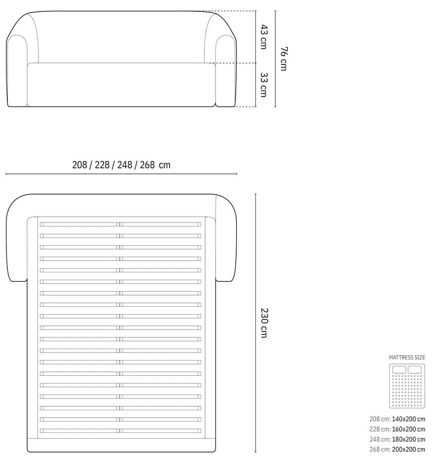 Pat matrimonial albastru închis tapițat cu spațiu de depozitare cu somieră 200x200 cm Campi – Cosmopolitan Design