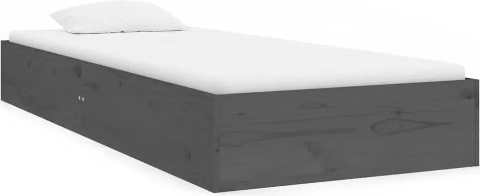 vidaXL Cadru de pat mic single, gri, 75x190 cm, lemn masiv