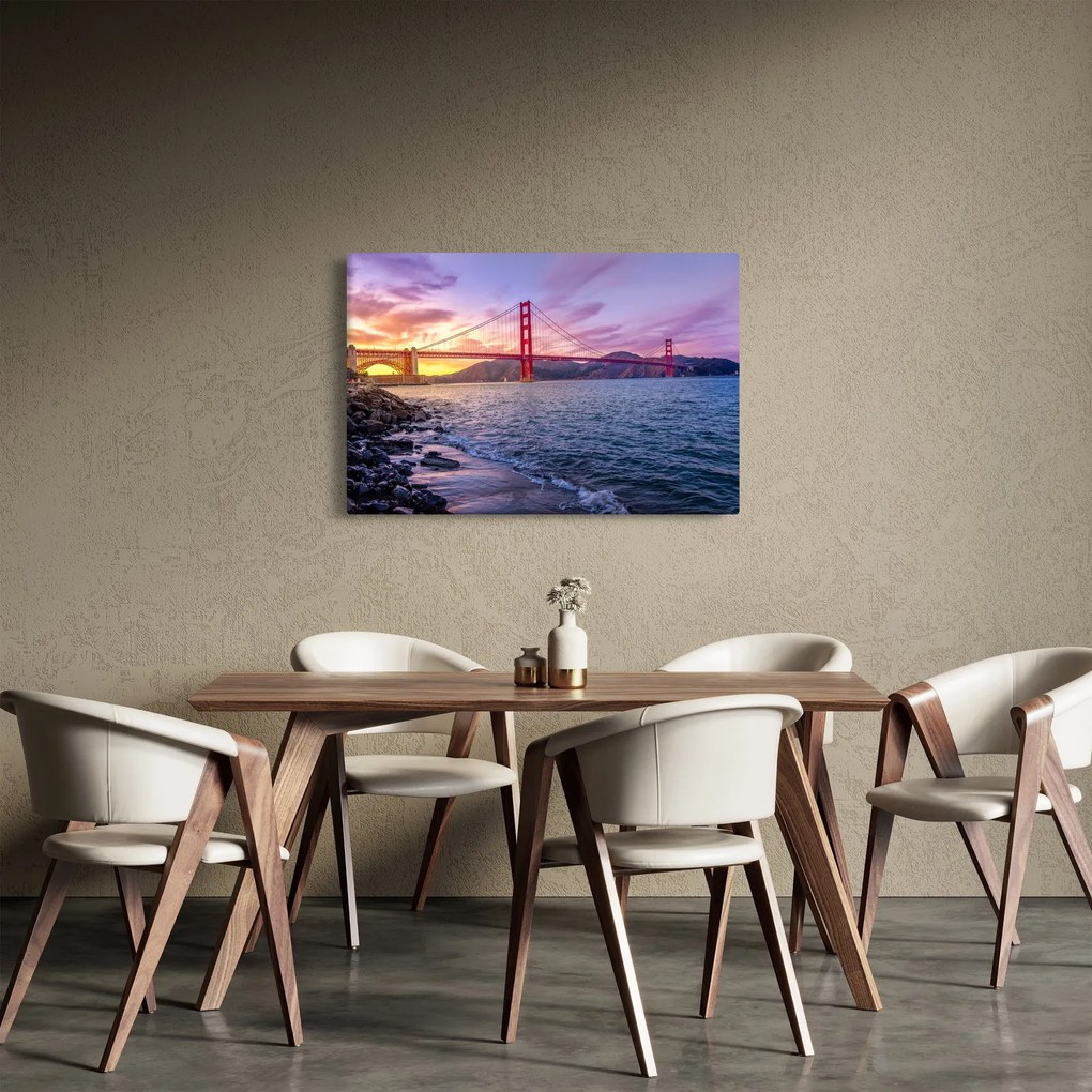 Tablou cu pod și apus de soare (90x60 cm)