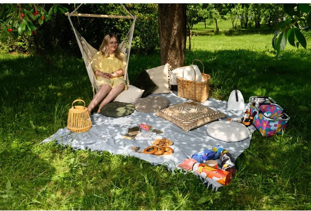 Scaun suspendat PALAK bej cu suport alb